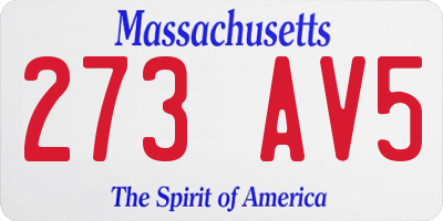 MA license plate 273AV5