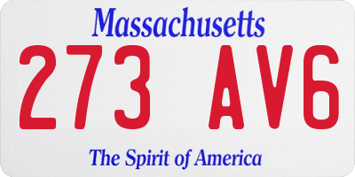 MA license plate 273AV6