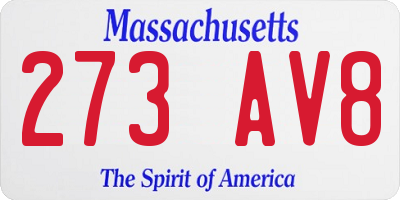 MA license plate 273AV8