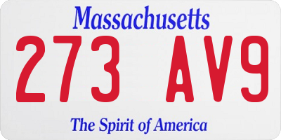 MA license plate 273AV9
