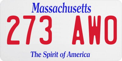 MA license plate 273AW0