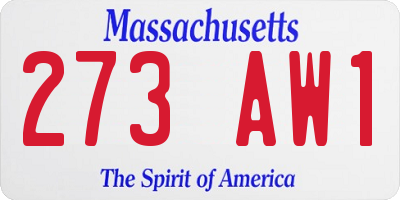 MA license plate 273AW1