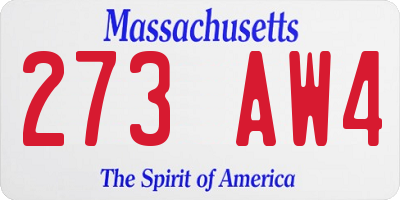 MA license plate 273AW4