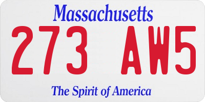 MA license plate 273AW5