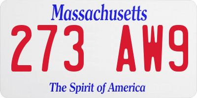 MA license plate 273AW9