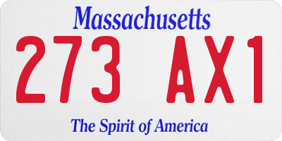 MA license plate 273AX1