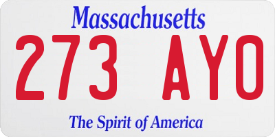 MA license plate 273AY0