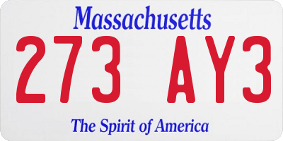 MA license plate 273AY3
