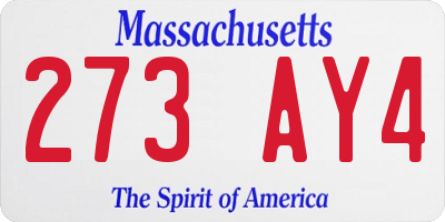 MA license plate 273AY4