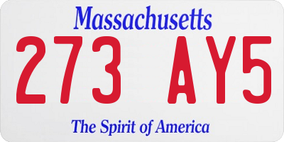 MA license plate 273AY5