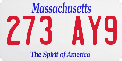 MA license plate 273AY9