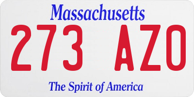 MA license plate 273AZ0