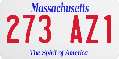 MA license plate 273AZ1
