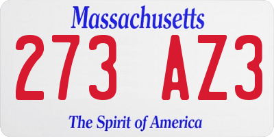 MA license plate 273AZ3