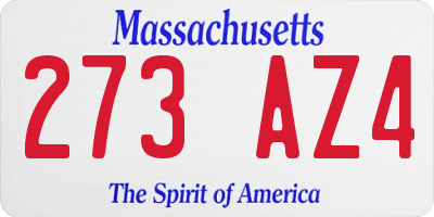 MA license plate 273AZ4
