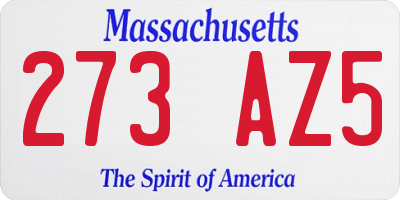 MA license plate 273AZ5