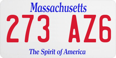 MA license plate 273AZ6