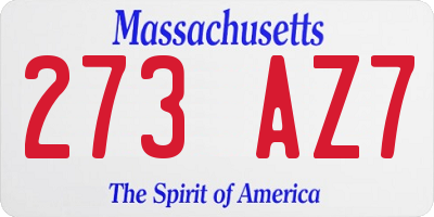 MA license plate 273AZ7