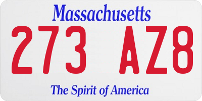 MA license plate 273AZ8