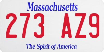 MA license plate 273AZ9