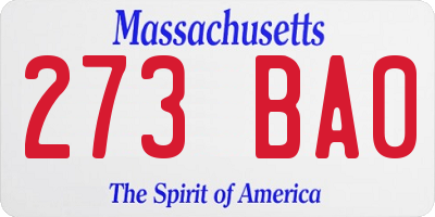 MA license plate 273BA0