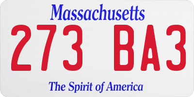 MA license plate 273BA3