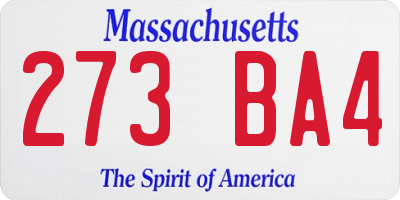 MA license plate 273BA4