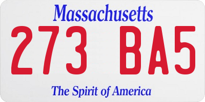 MA license plate 273BA5