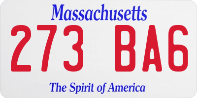 MA license plate 273BA6