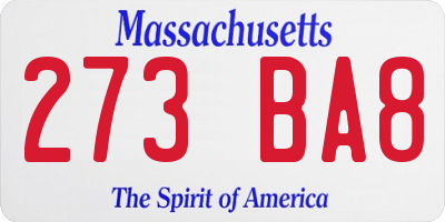 MA license plate 273BA8