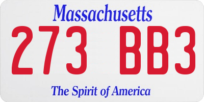 MA license plate 273BB3