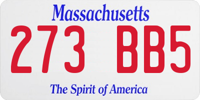 MA license plate 273BB5