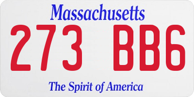 MA license plate 273BB6