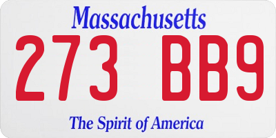 MA license plate 273BB9
