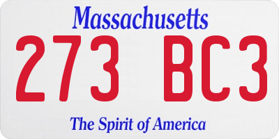 MA license plate 273BC3