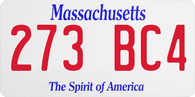MA license plate 273BC4