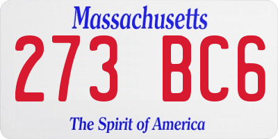 MA license plate 273BC6