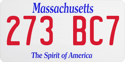 MA license plate 273BC7