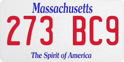 MA license plate 273BC9