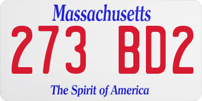 MA license plate 273BD2