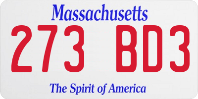 MA license plate 273BD3