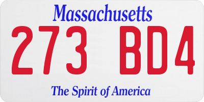 MA license plate 273BD4