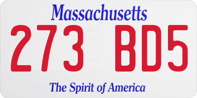 MA license plate 273BD5