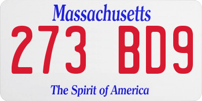 MA license plate 273BD9