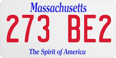 MA license plate 273BE2