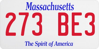 MA license plate 273BE3