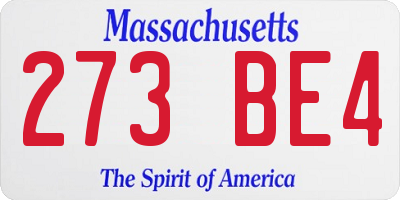 MA license plate 273BE4