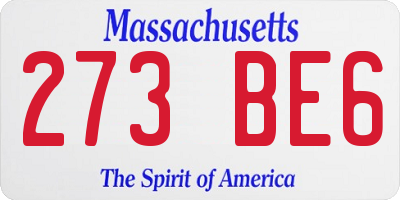 MA license plate 273BE6