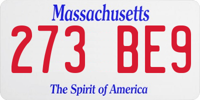 MA license plate 273BE9