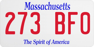 MA license plate 273BF0